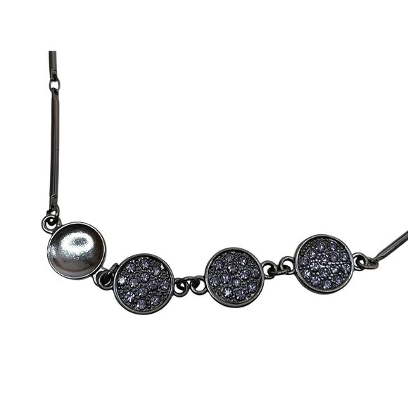 Coldwater Creek Long Silver Necklace With Crystal Accents & Lobster Clasp - Picture 4 of 6